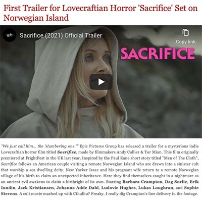 First Trailer for Lovecraftian Horror 'Sacrifice' Set on Norwegian Island